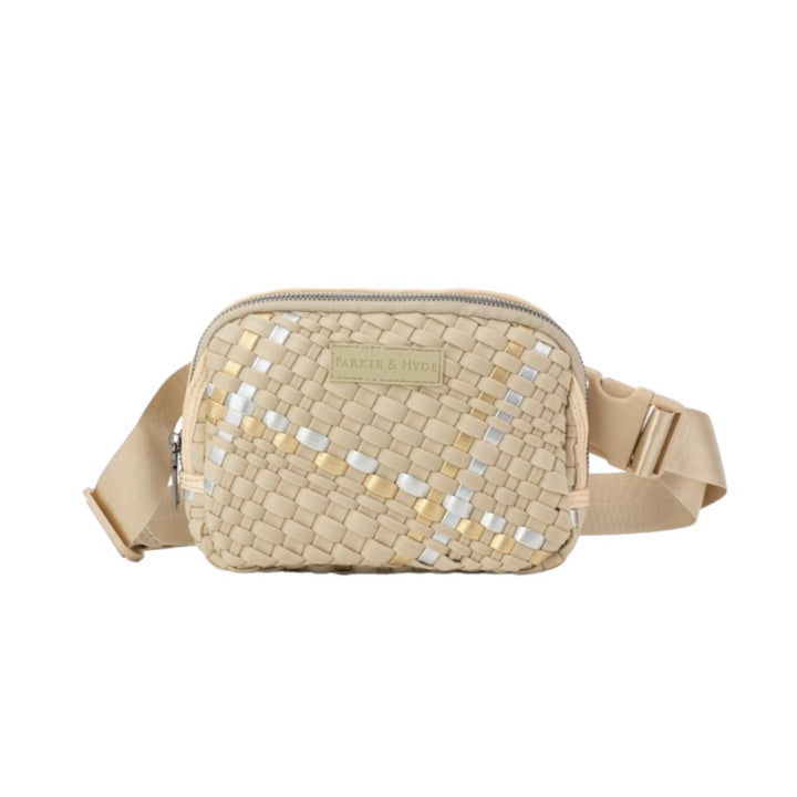 Beige Metallic - Woven Belt Bag