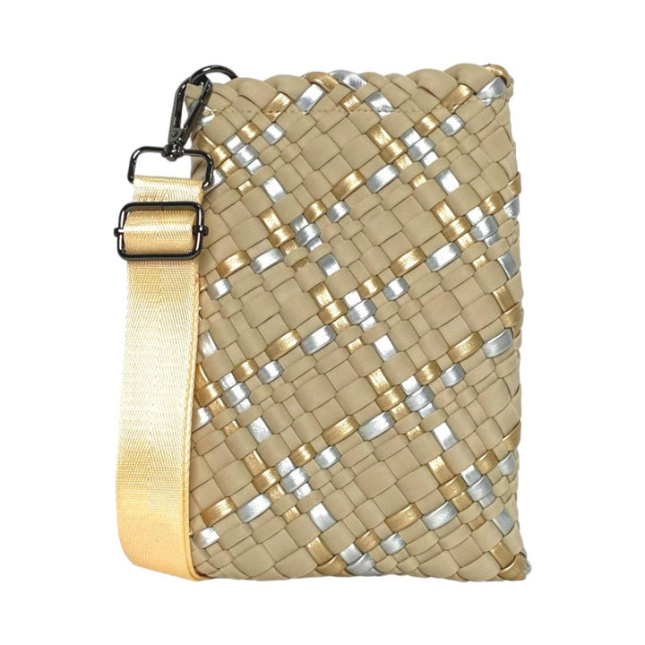 Beige Metallic - Woven Messenger Bag