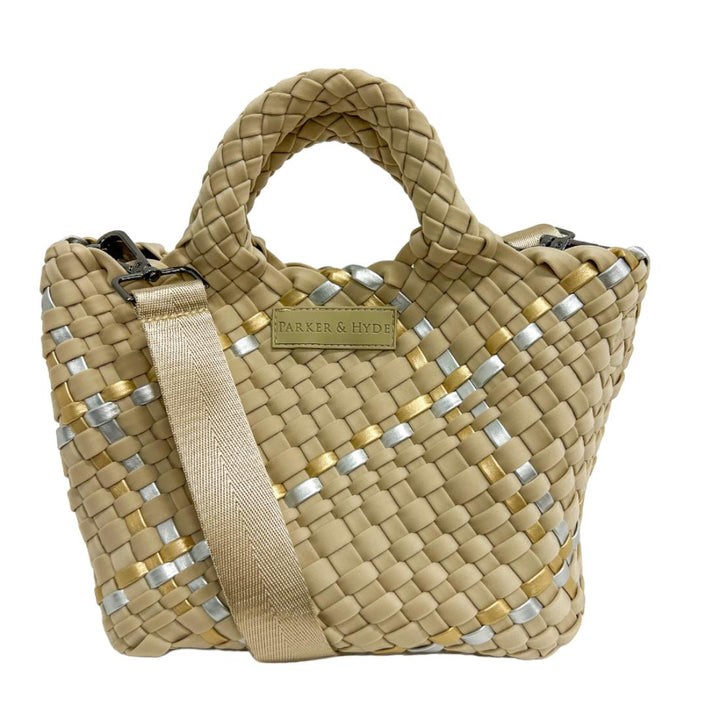 Beige Metallic - Woven Mini Tote